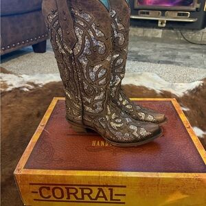 Corral glitter Brown Heeled Boots NWB